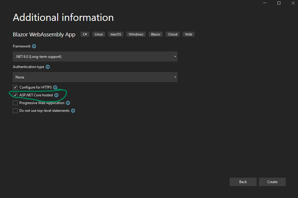 Hosted Core model selection screen